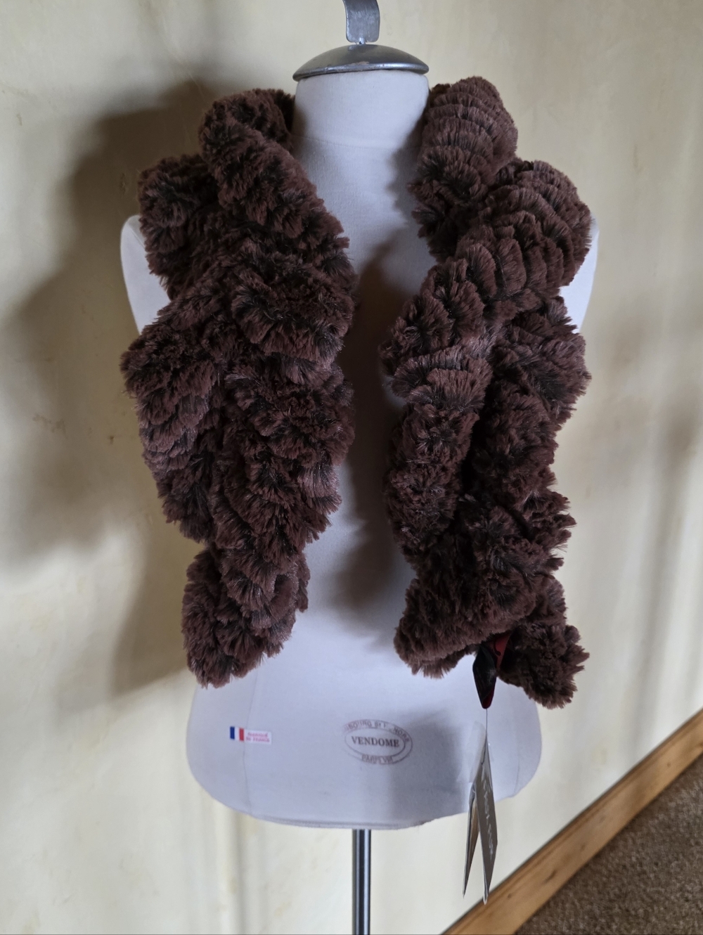 Adrianne Landau Plush Brown Faux Fur Scarf